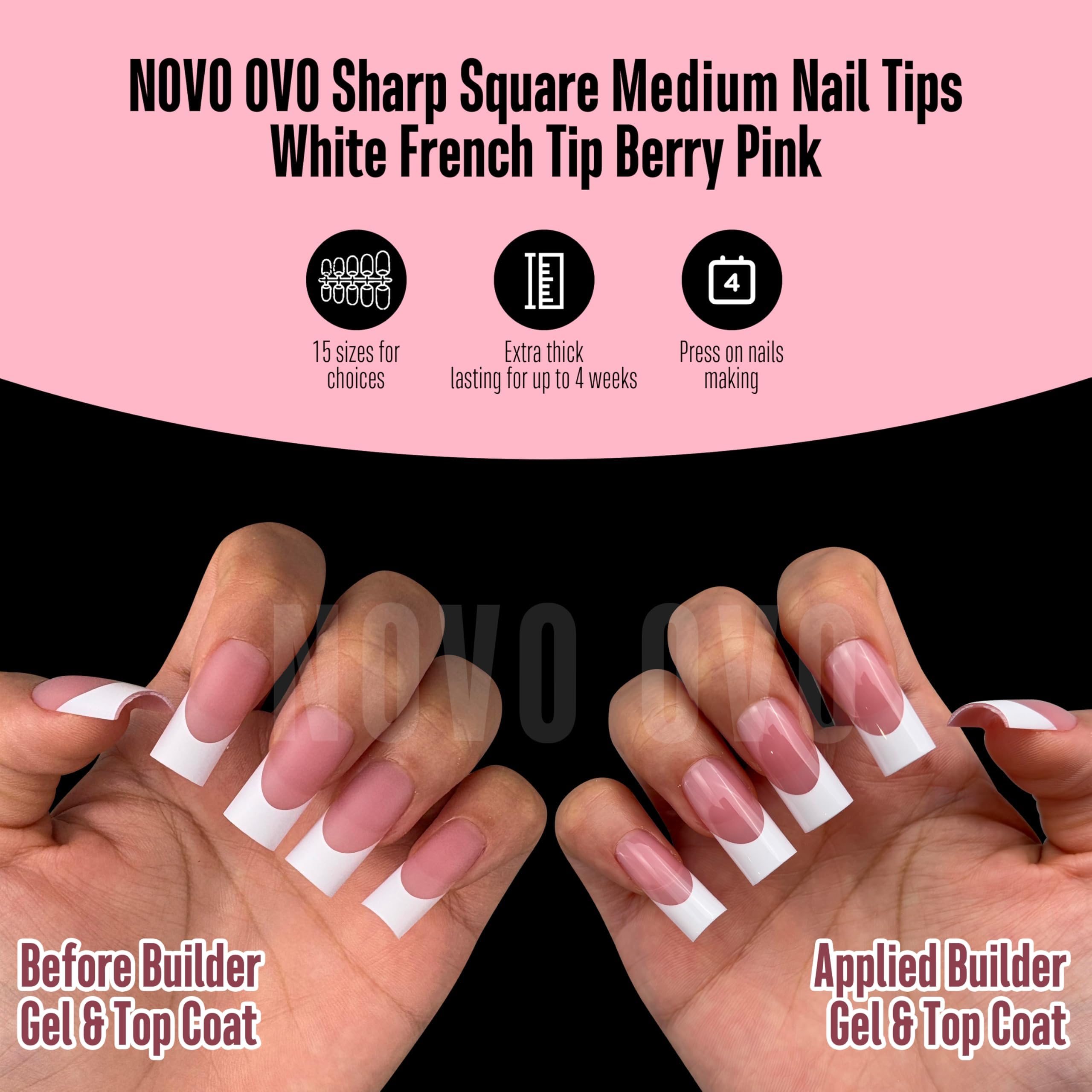 NOVO OVO builder gel and top coat pairing to seal the look