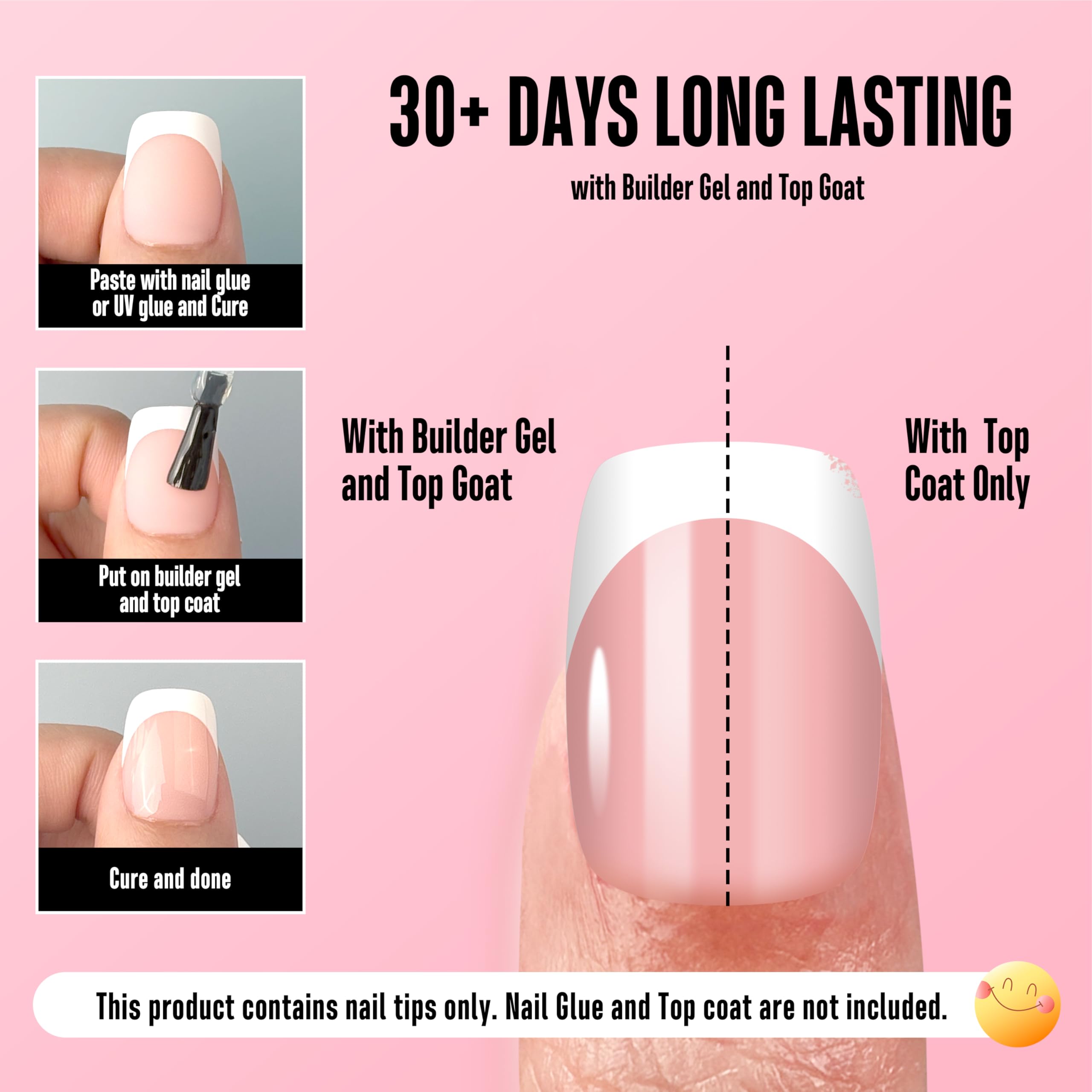 NOVO OVO easy glue on nails Baby Pink compatible with multiple products