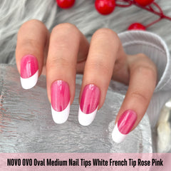 NOVO OVO extra-thick soft gel nail tips in rose pink for durable extensions