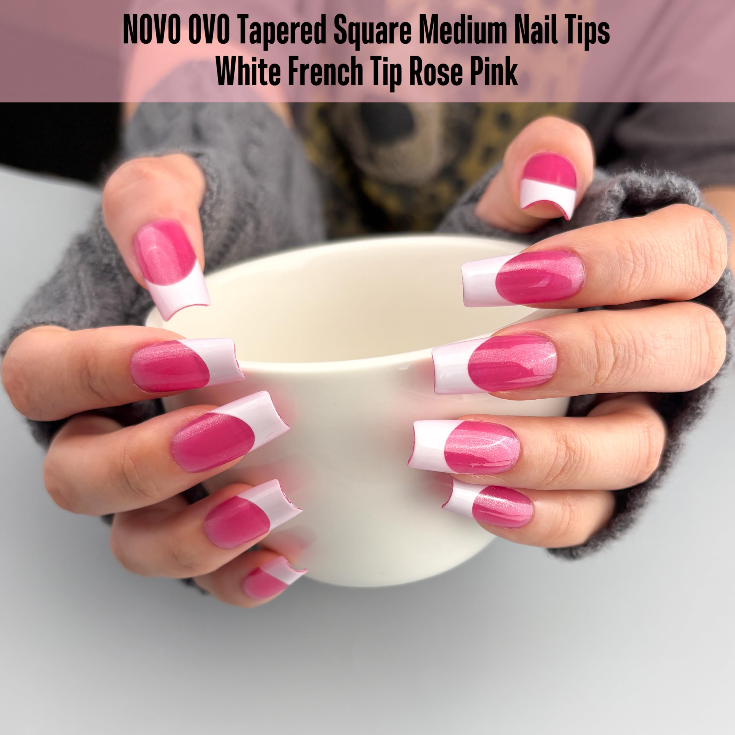 NOVO OVO fifteen-sizes nail tips square-thumb design fits many nail beds