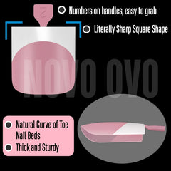 Close-up of NOVO OVO Berry Pink tips with pre-applied primer