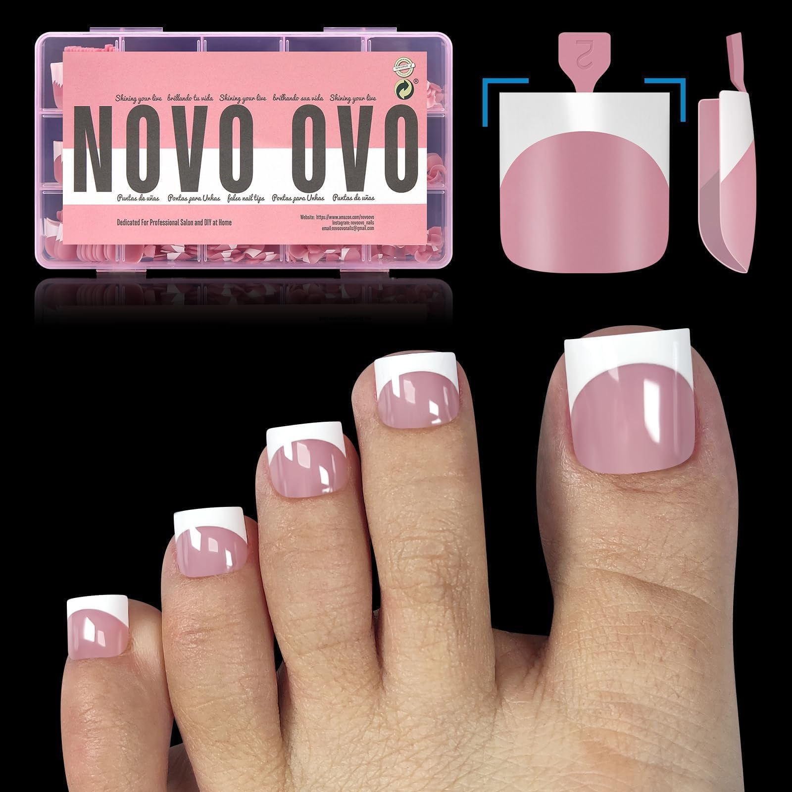 NOVO OVO Berry Pink packaging shows quick at-home pedicure setup
