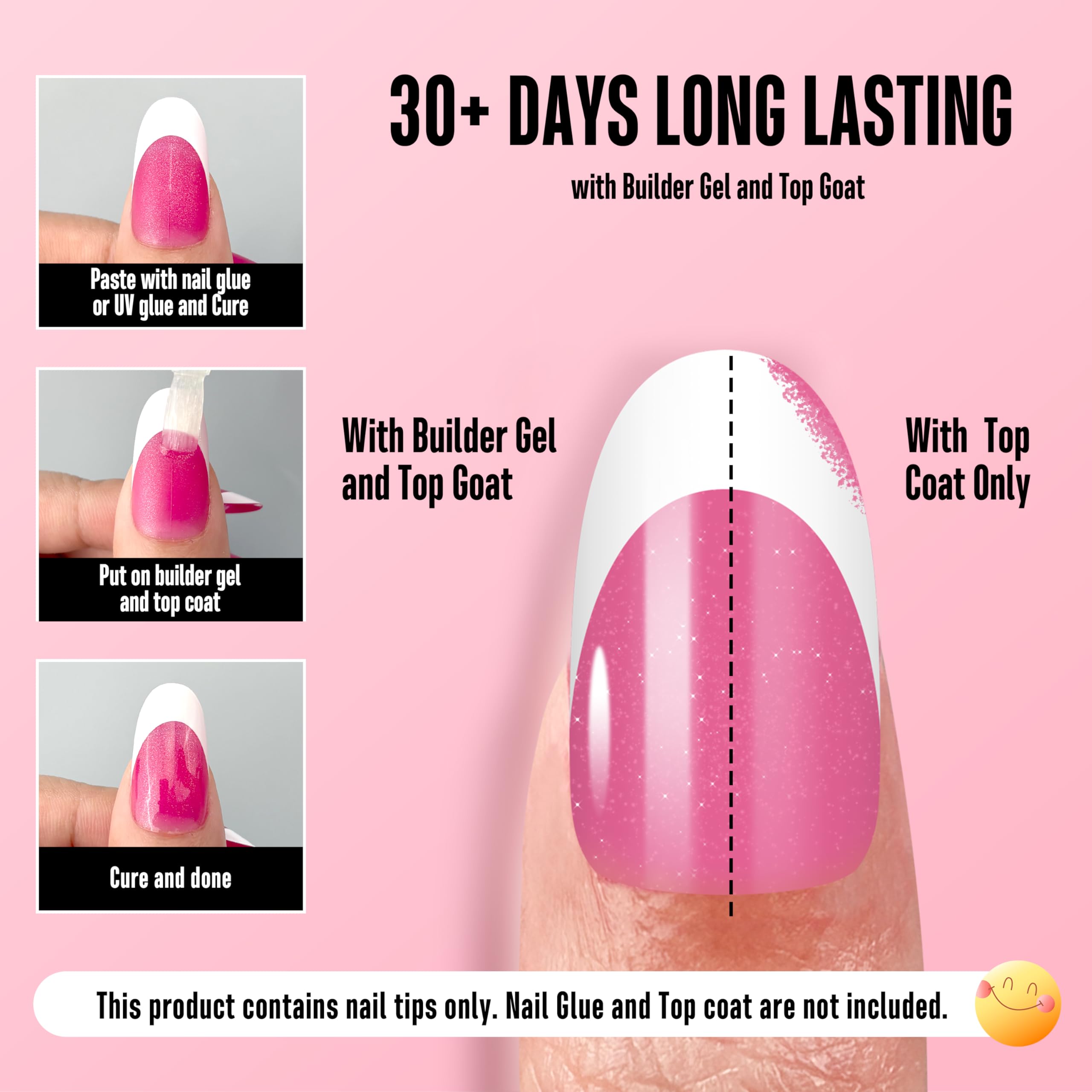 NOVO OVO full-cover rose pink nail tips for polished looks