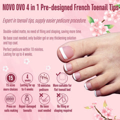 NOVO OVO matte French tip toenails ideal for nail art designs