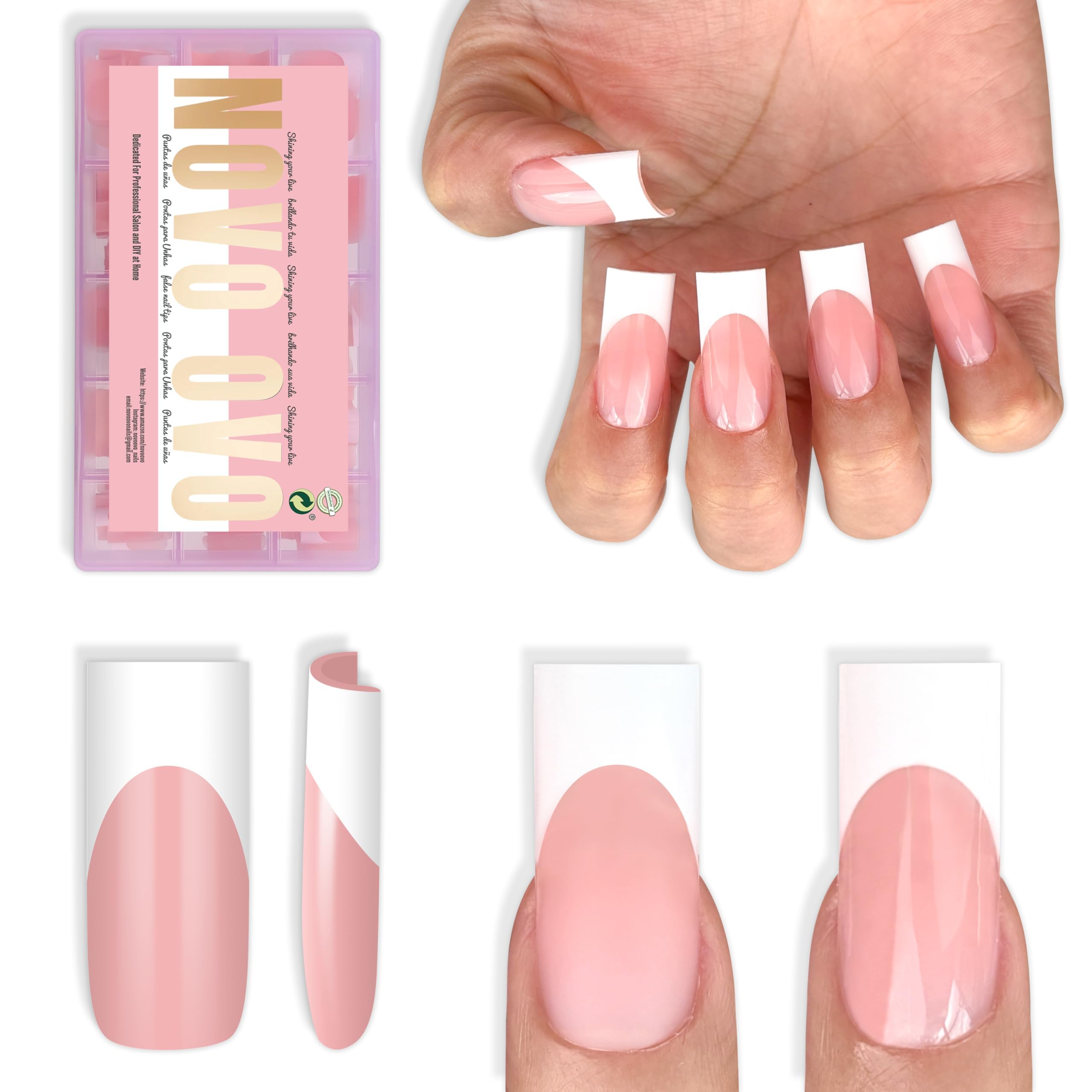 NOVO OVO nail tips in baby pink French tip for an easy at-home manicure
