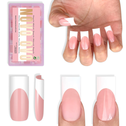NOVO OVO nail tips in baby pink French tip for an easy at-home manicure