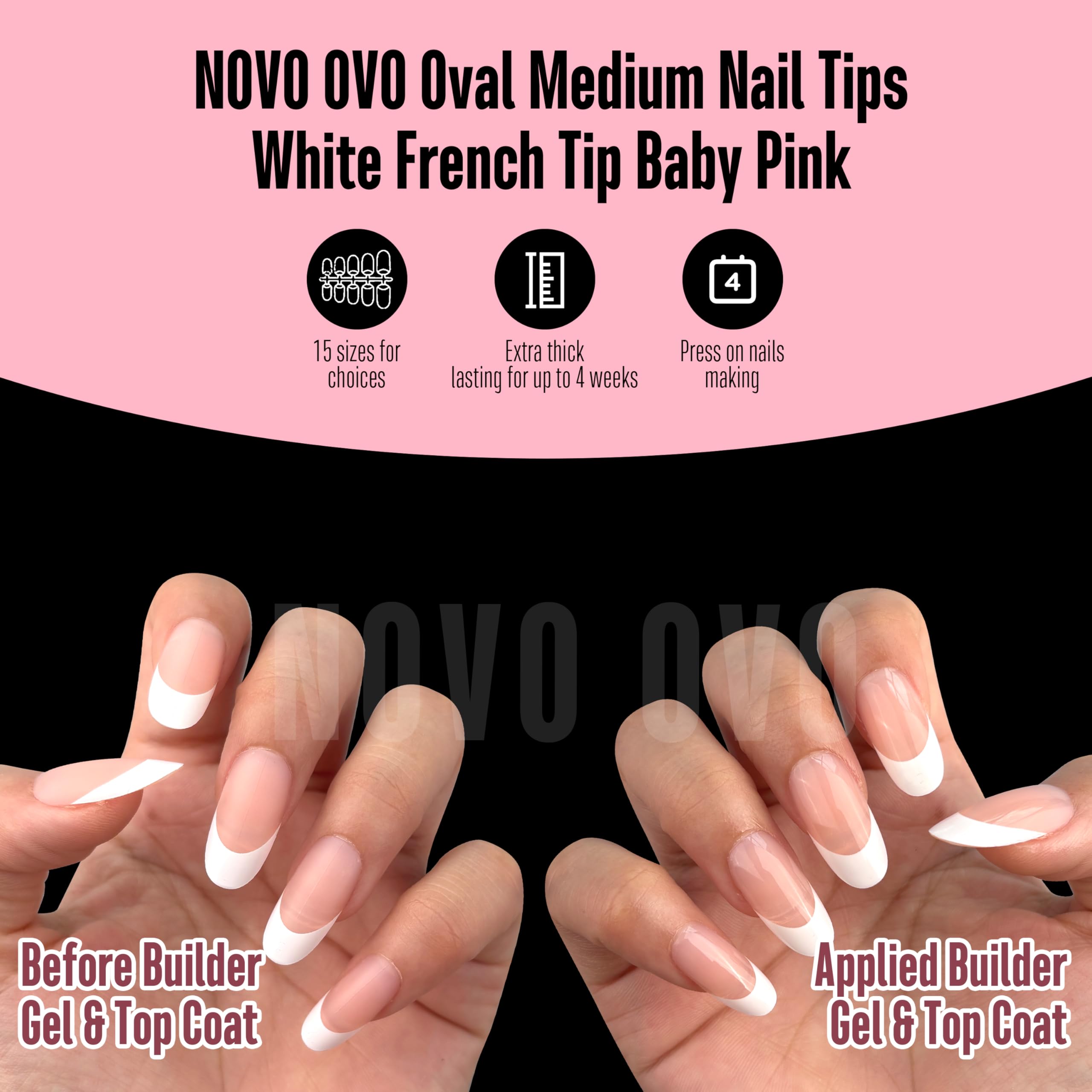 Novo OVO no-filing cuticle end for smoother prep.