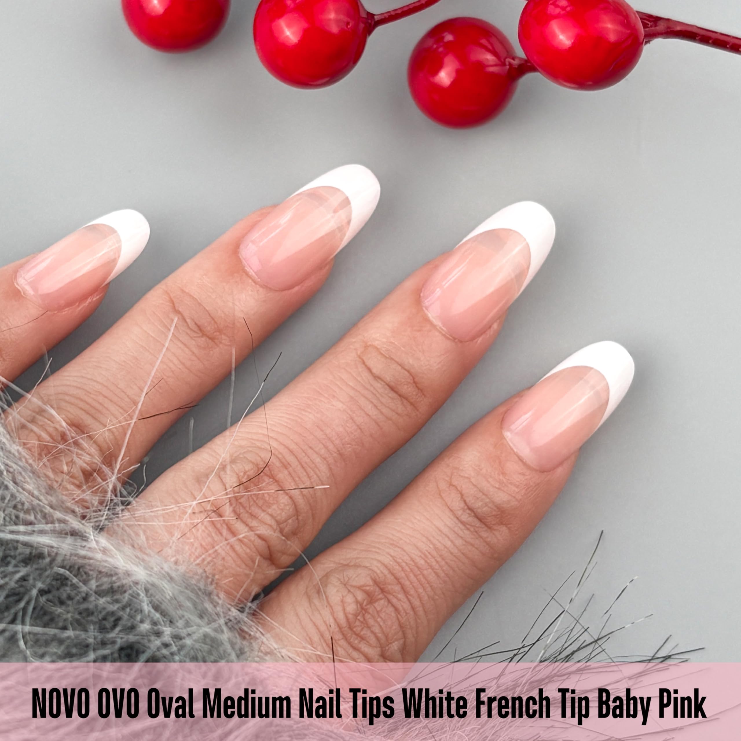 Novo OVO oval nail tips application step for easy DIY manicure.