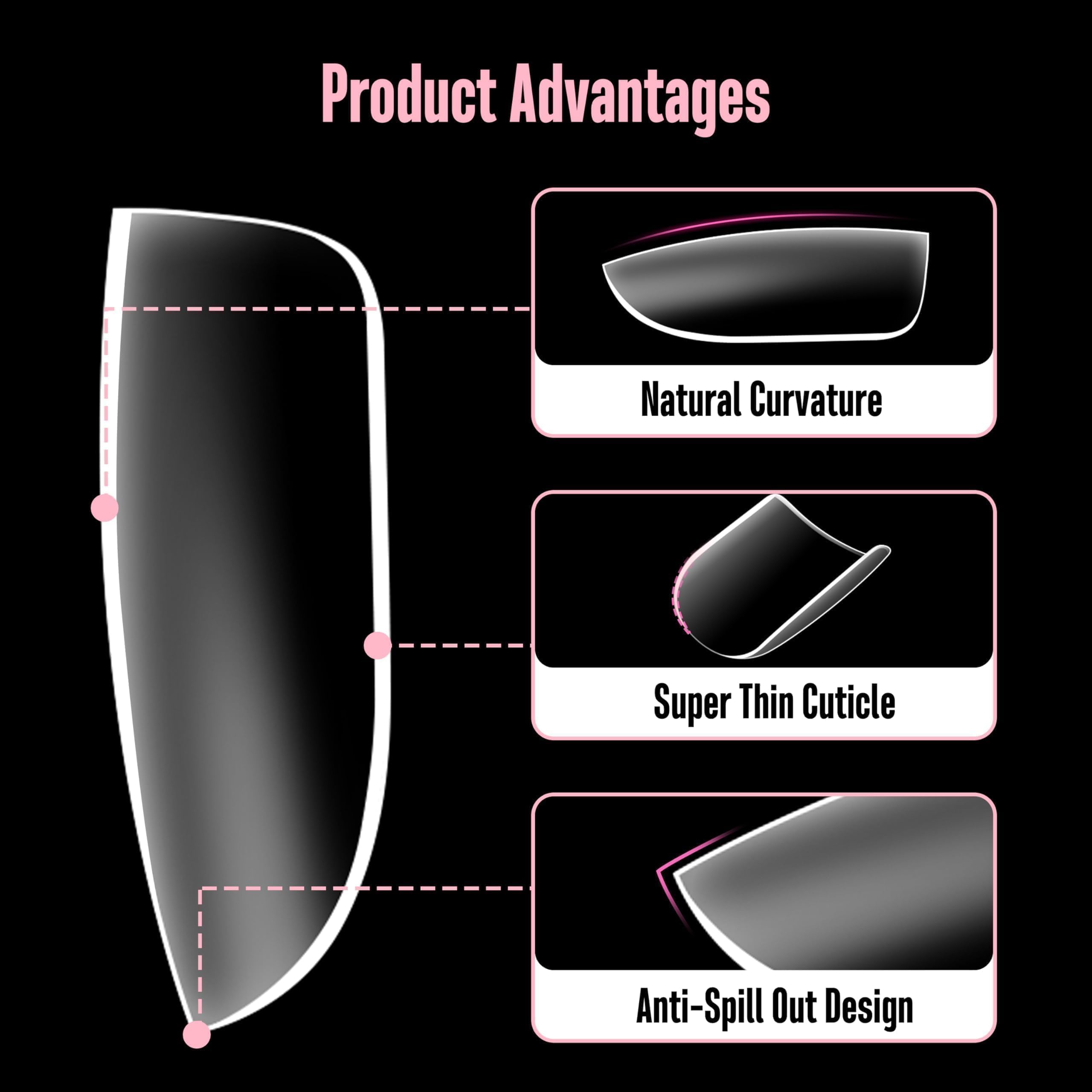 NOVO OVO PMMA clear full-cover tips deliver salon-quality durability and seamless blending.