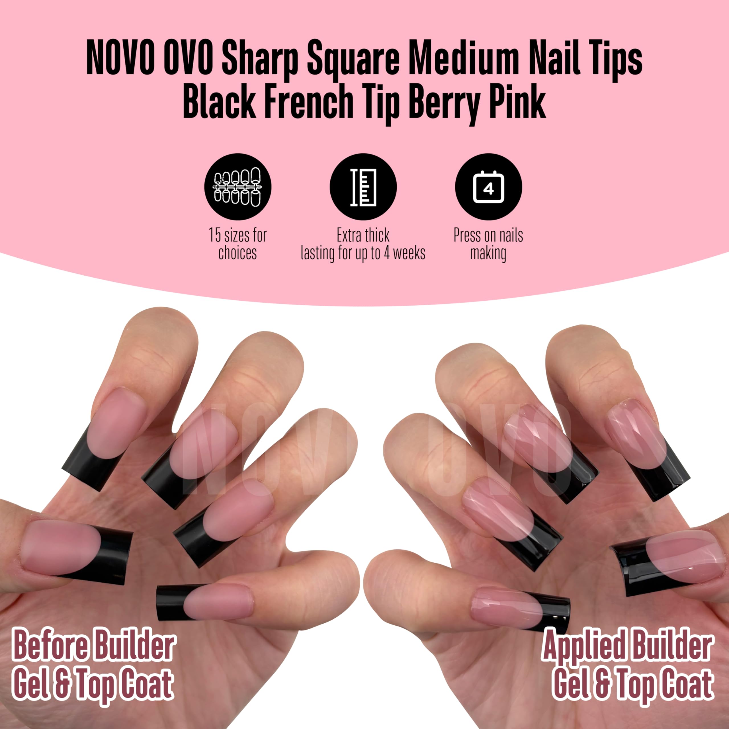 NOVO OVO pre filed cuticle end nail tips for fast application