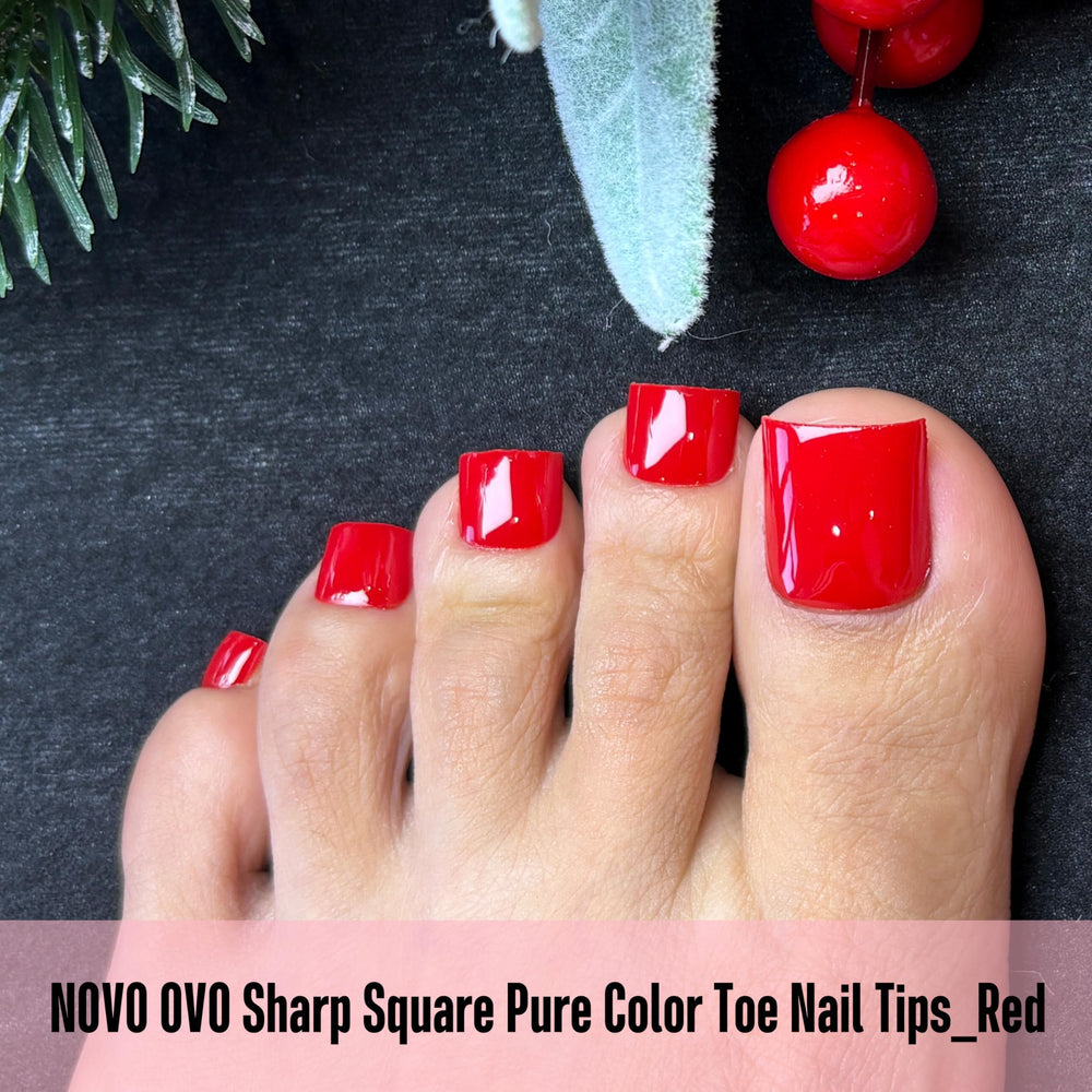 NOVO OVO Red Toe Nail Tips Square soft gel material for comfortable wear