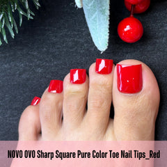 NOVO OVO Red Toe Nail Tips Square soft gel material for comfortable wear