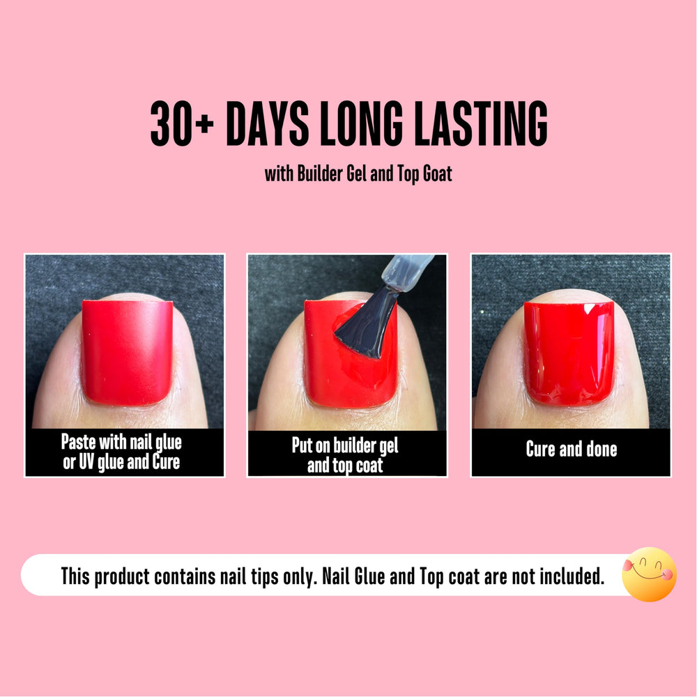 NOVO OVO Red Toe Nail Tips Square wide fit for large toes