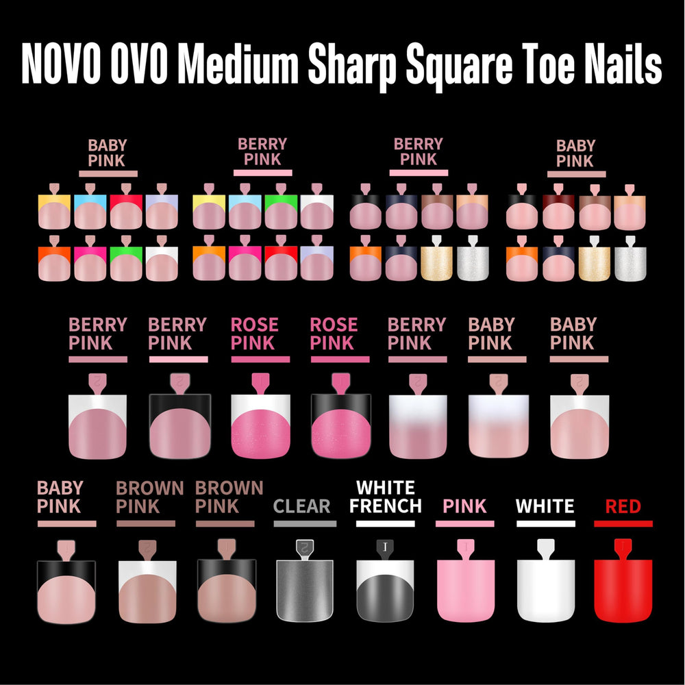 NOVO OVO Red Toe Nail Tips Square perfect for sandal season