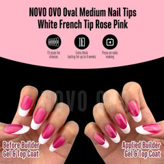 NOVO OVO thumb tips in round-square shape with rose pink finish for smooth edge