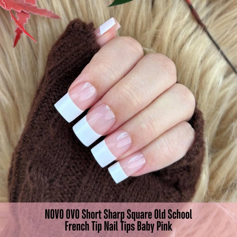 Novo OVO short sharp square tip in baby pink for quick DIY manicures
