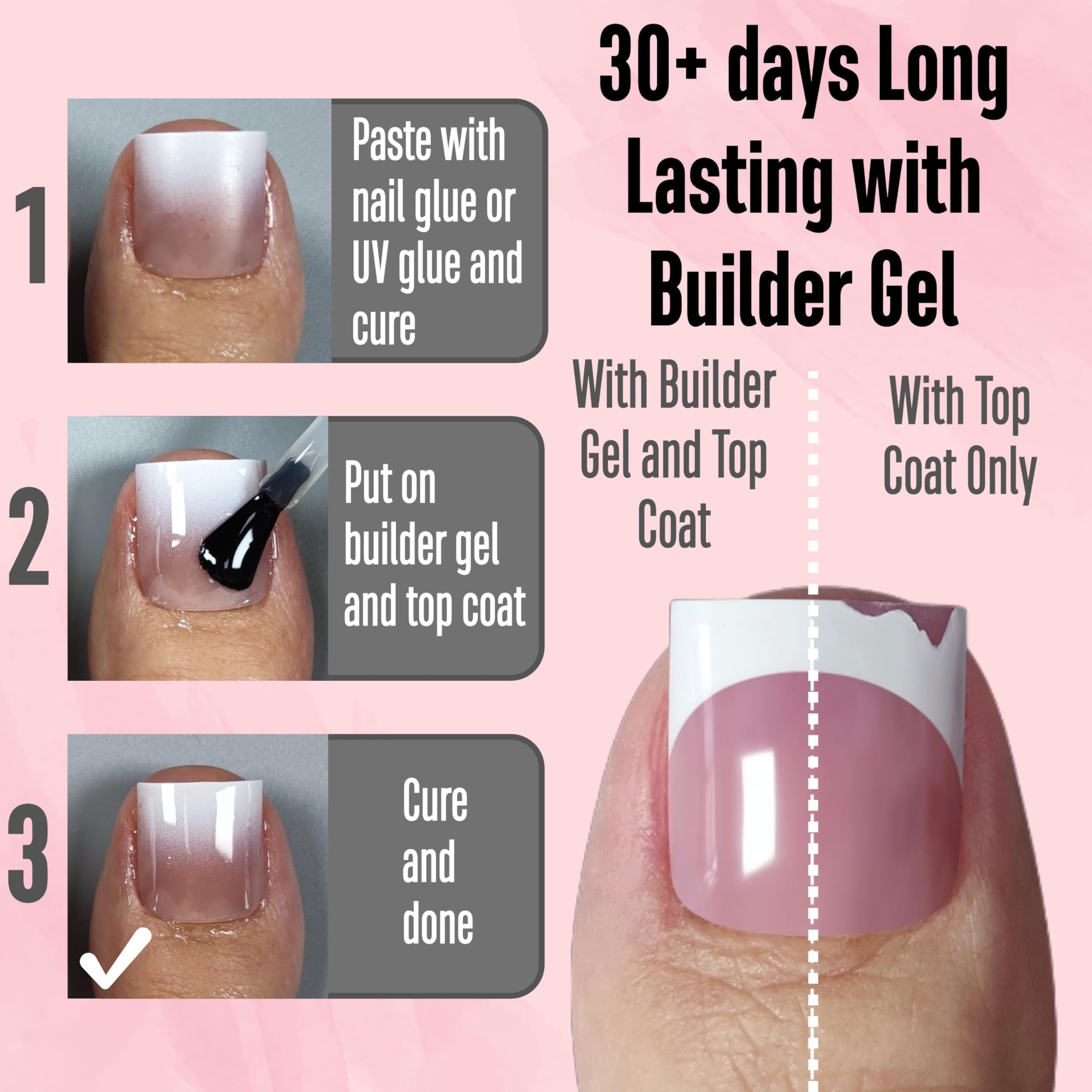 NOVO OVO soft gel toe tips with primer and base coat ready for glue or gel.