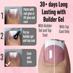 NOVO OVO soft gel toe tips with primer and base coat ready for glue or gel.