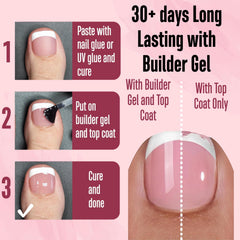 NOVO OVO soft gel toenail extensions showing pre applied primer and base coat