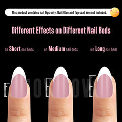 NOVO OVO white French tip almond nail tips berry pink soak-off easily for simple removal.