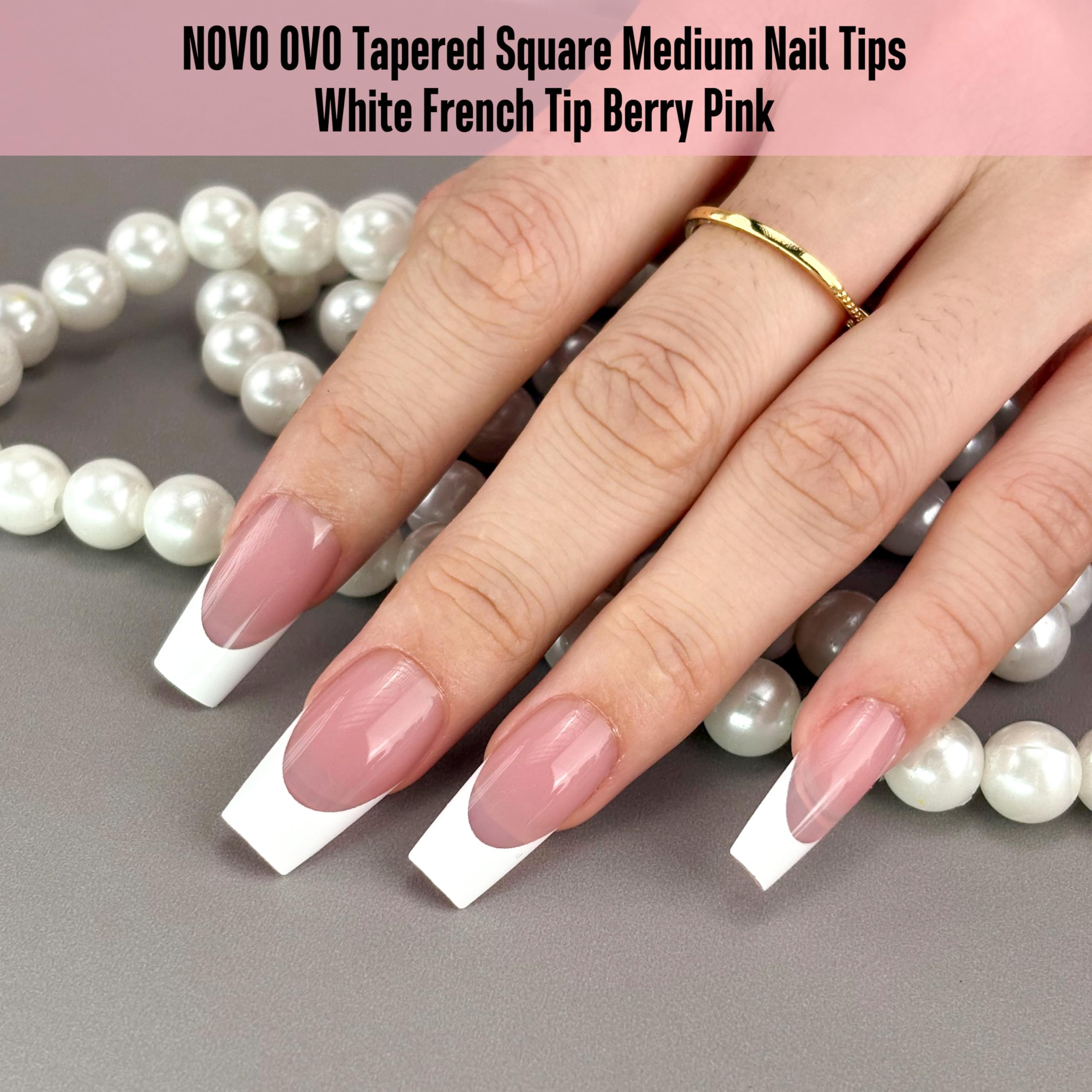 NOVO OVO berry pink press‑on nails with extra‑thick soft gel for durable wear