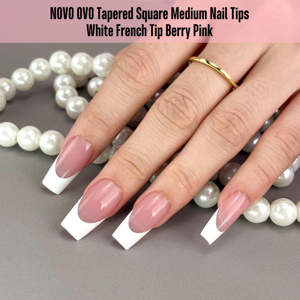 NOVO OVO berry pink press‑on nails with extra‑thick soft gel for durable wear
