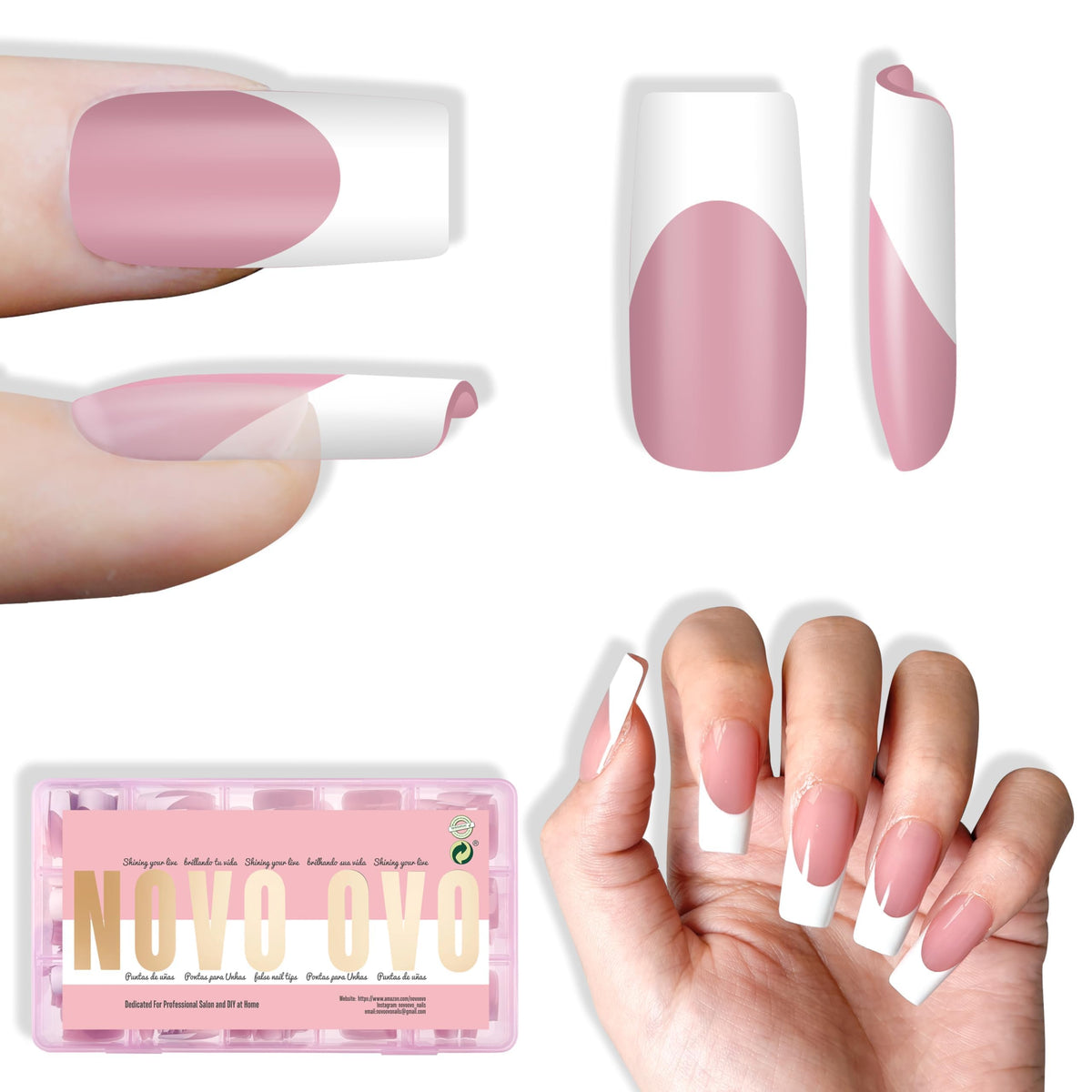 NOVO OVO white French tip nails for a quick salon-ready look.