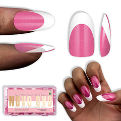 NOVO OVO white French tip oval nails in rose pink for quick salon-quality manicure at home
