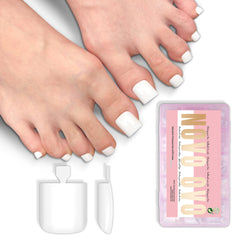 NOVO OVO White square toe nail tips for at-home pedicures with a milky finish to enhance tan