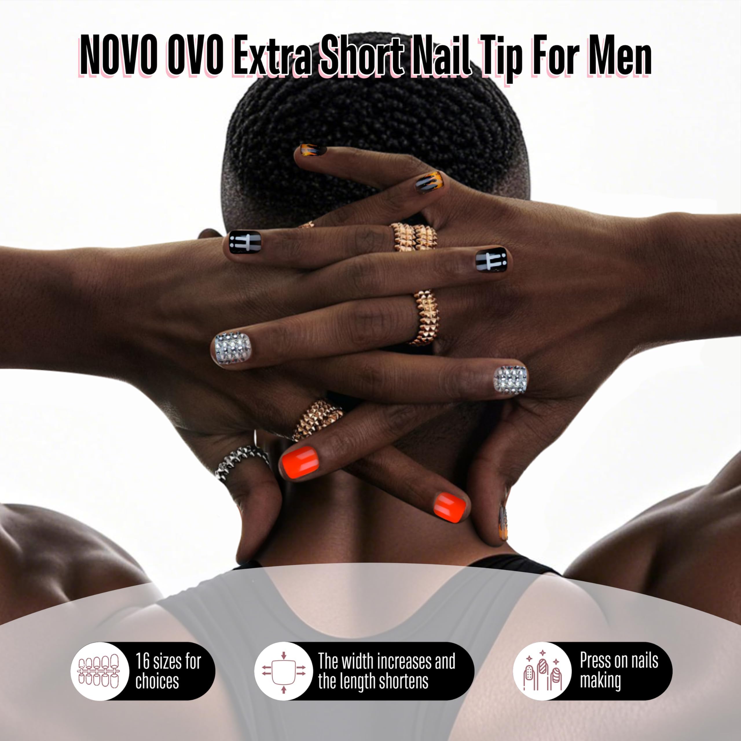 NOVO OVO wide nail bed tips in square-round shape for versatile, easy-to-shape nails.