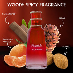NovoGlow Firenight cedar note close-up for a refined all-season fragrance.