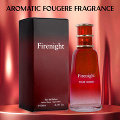 NovoGlow Firenight fragrance profile with leather and vetiver hints.