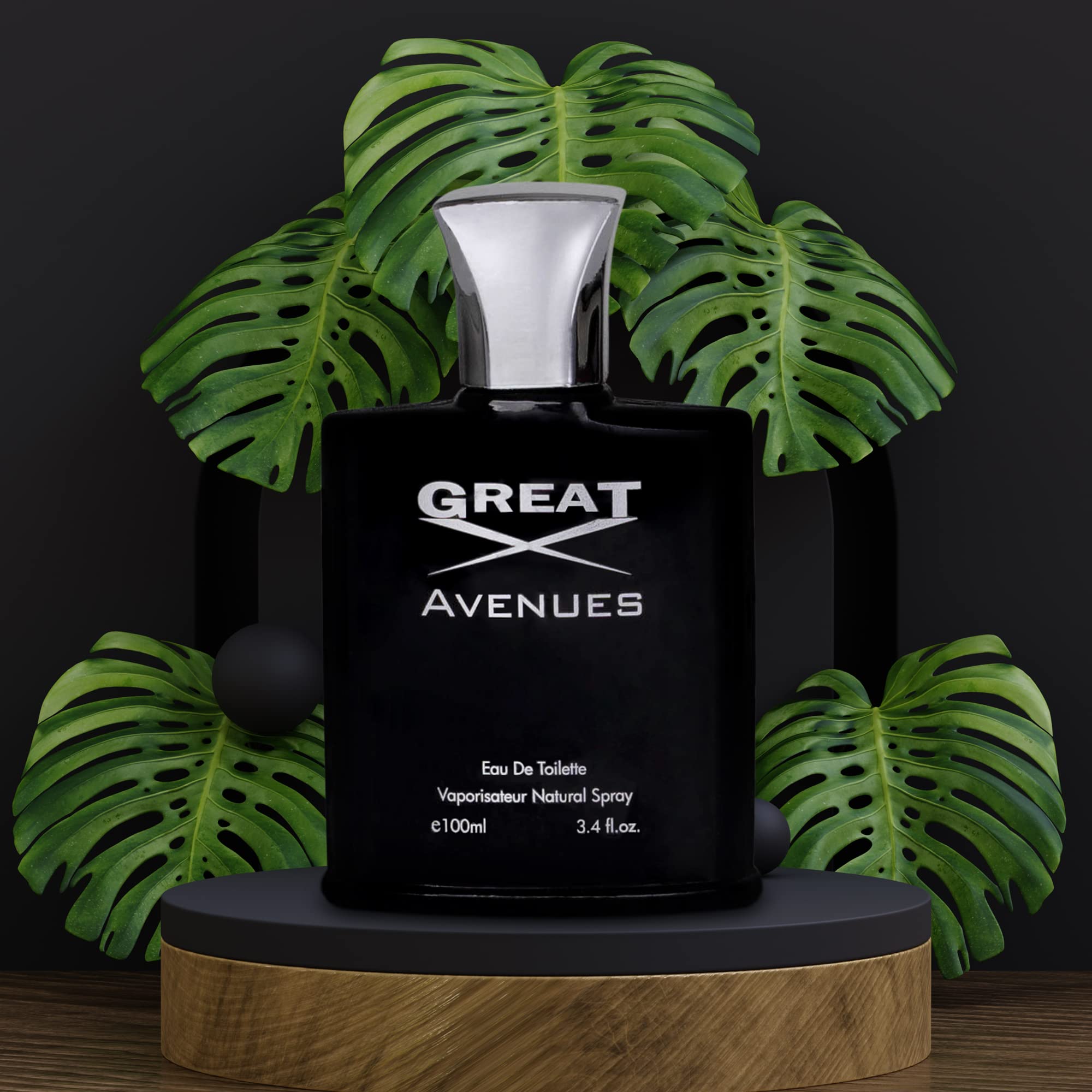 NovoGlow Great Avenues bottle on retail shelf signals premium masculine fragrance.