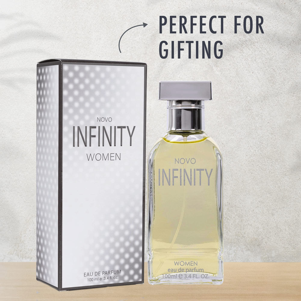 NovoGlow Infinity gift packaging with ribbon and logo