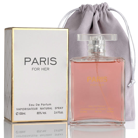 NovoGlow Paris For Her bottle front view, long-lasting daytime fragrance.