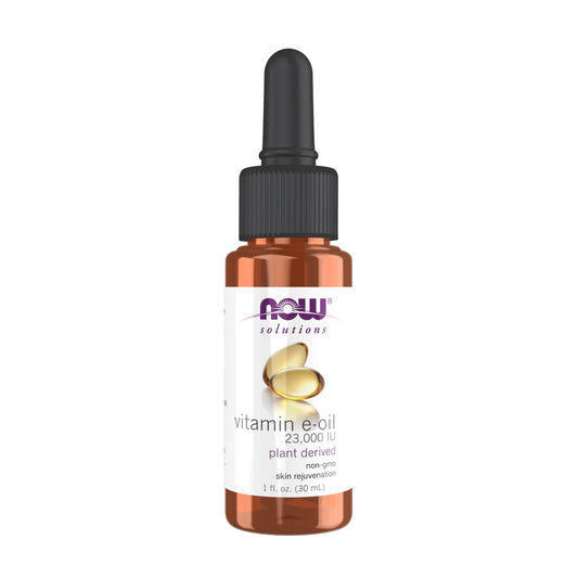 NOW Foods E-Oil 23,000 IU bottle for daily skin moisturization