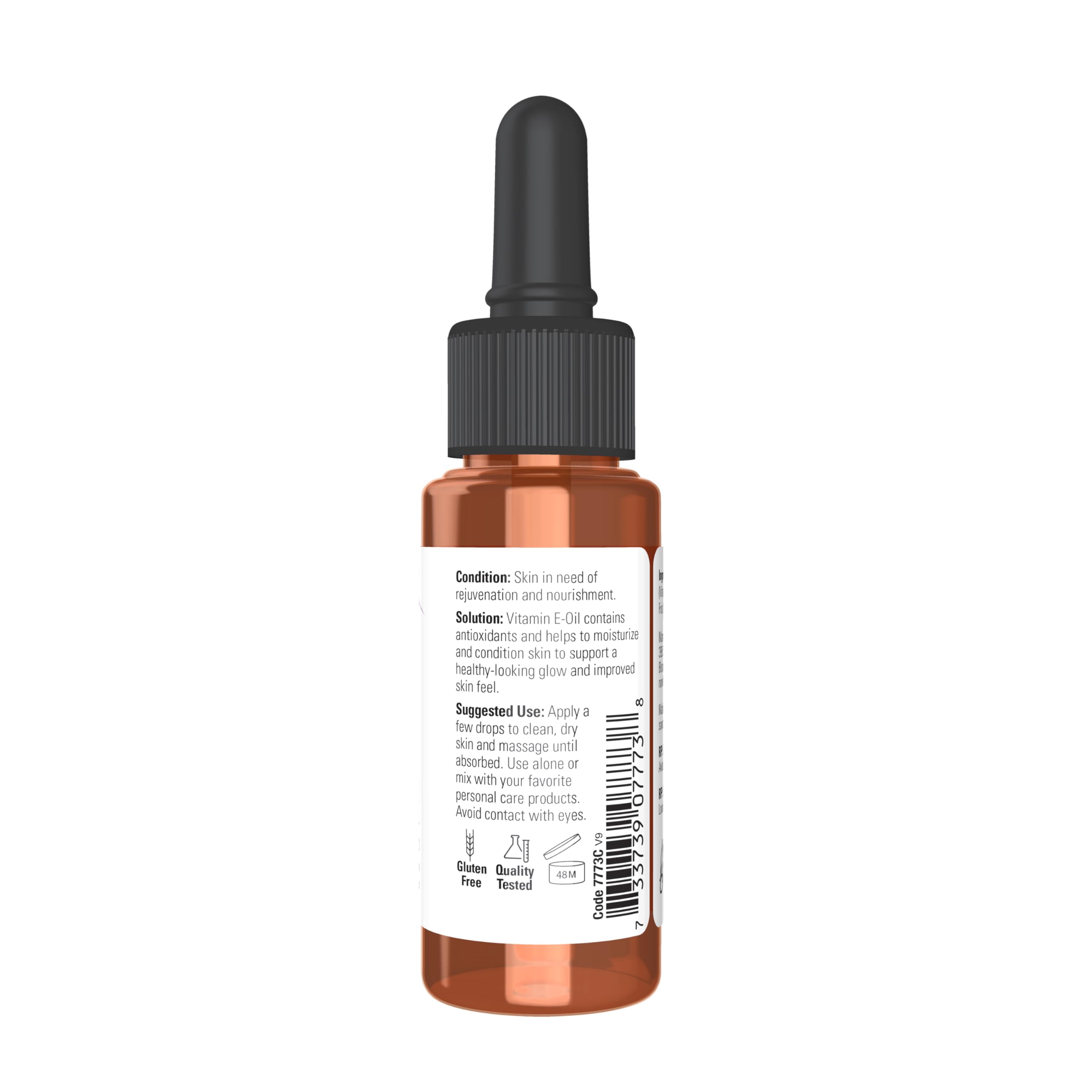 NOW Foods E-Oil tocopherol and olive oil ingredient close-up for conditioning
