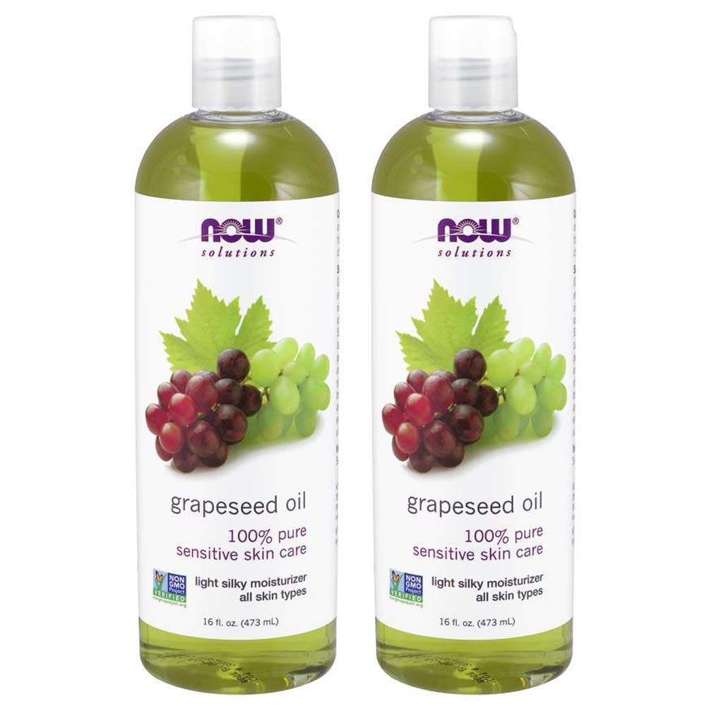 NOW Foods Grape Seed Oil bottle shows light texture for skin care