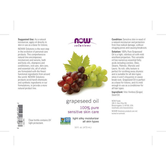 NOW Foods Grape Seed Oil pour bottle ready for easy application