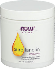 NOW Foods Pure Lanolin 7 oz jar closeup showing rich moisture for dry skin