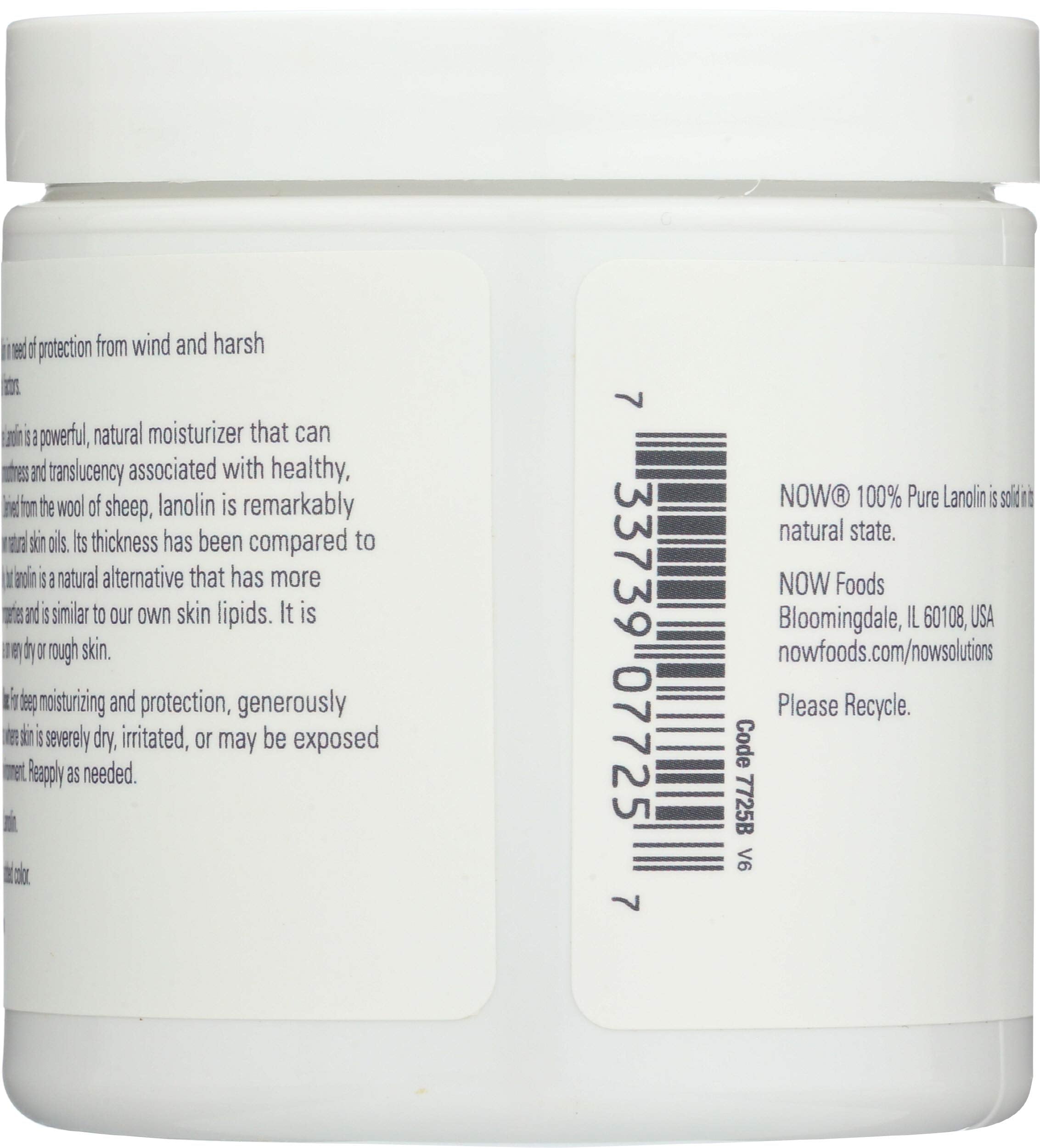 NOW Foods Pure Lanolin jar texture swatch highlighting thick moisturizing feel