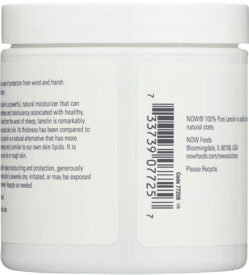 NOW Foods Pure Lanolin jar texture swatch highlighting thick moisturizing feel
