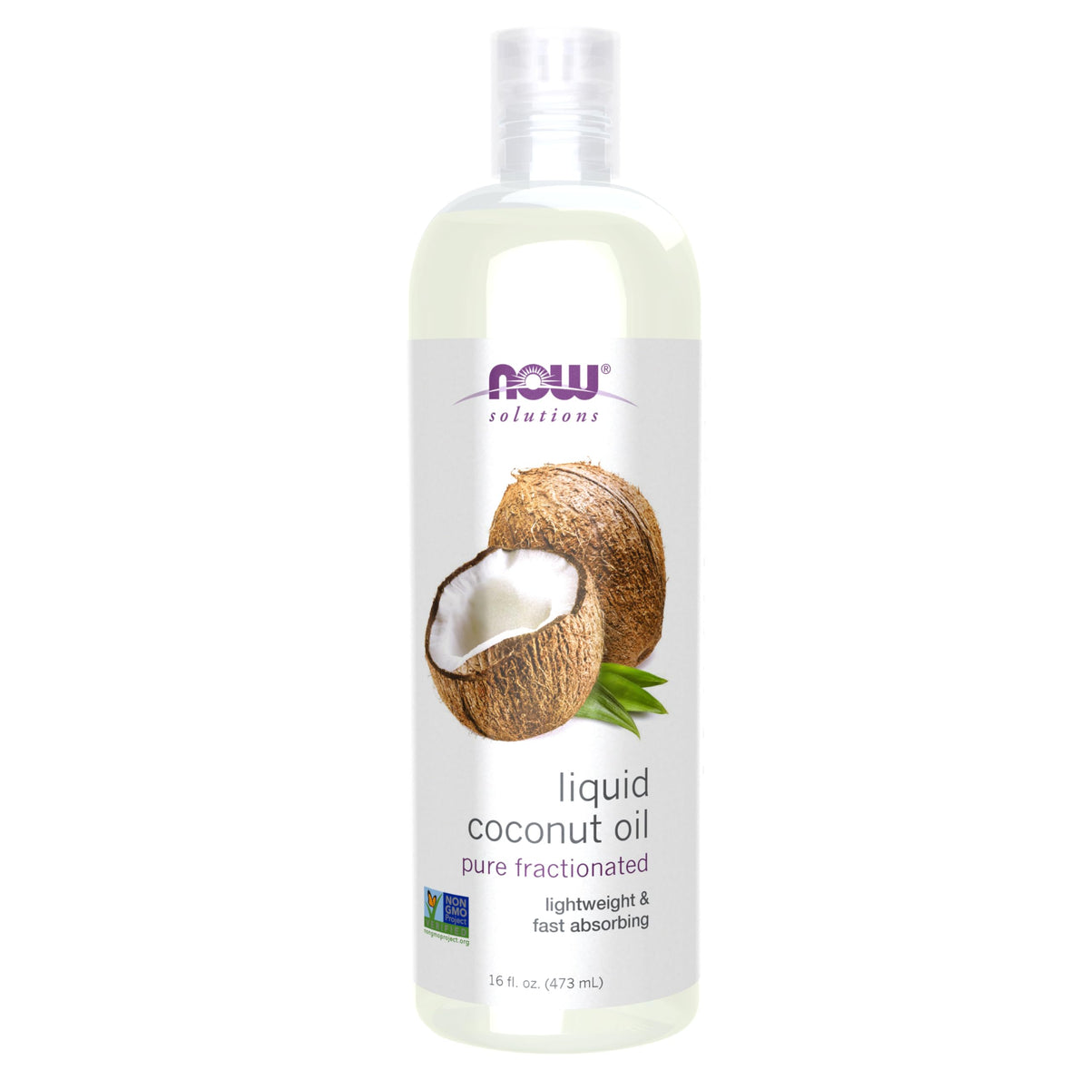 NOW Foods Liquid Coconut Oil shows a light, non-greasy texture for daily moisturization.
