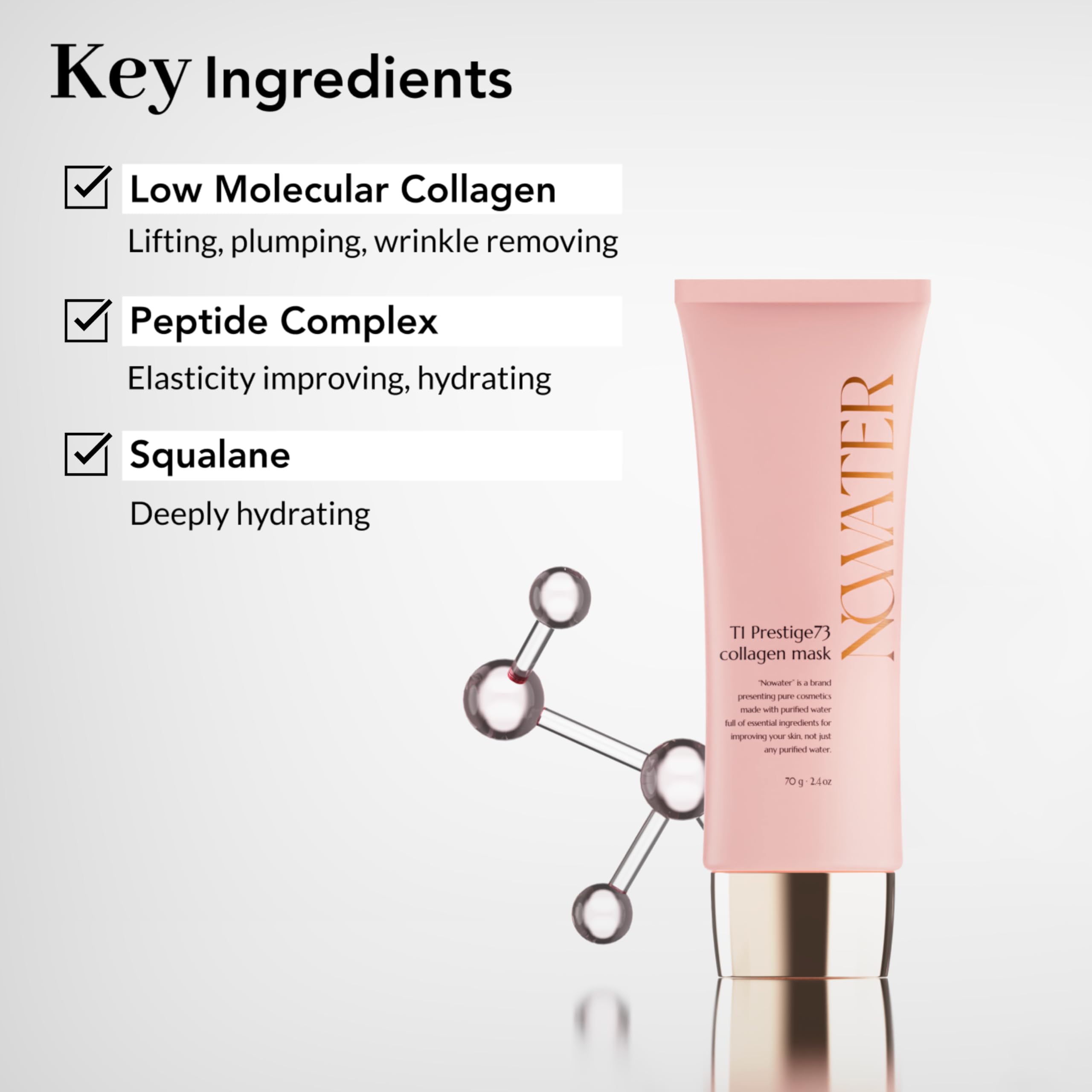 NOWATER Collagen peptides with low molecular weight support comfortable wear.