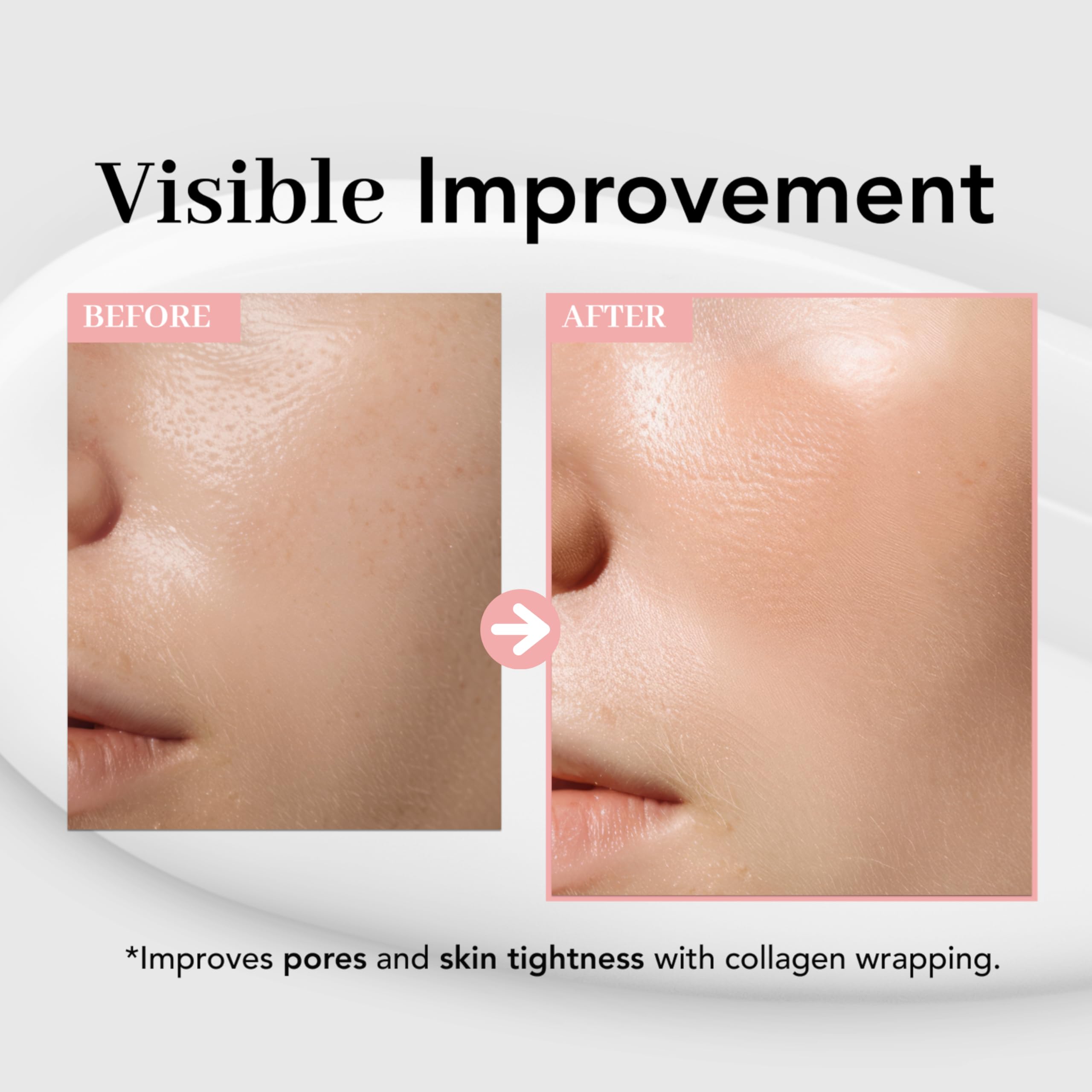 NOWATER Mask provides a firmer look after use with lifted skin.