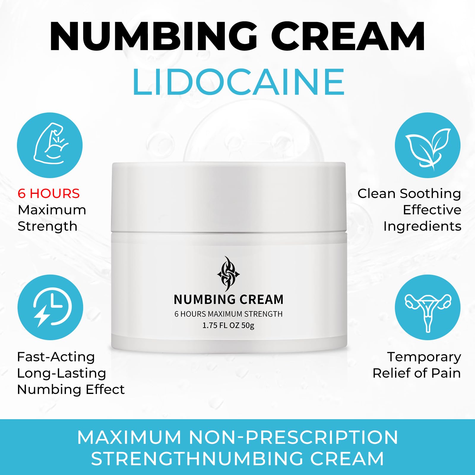 Close-up of Noxdav Numbing Cream Extra Strength label showing up to 6 hours benefit.