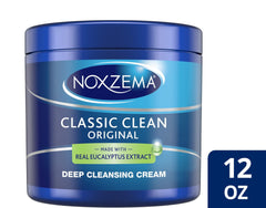 Noxzema Classic Clean shown during facial cleanse to remove surface dirt and oil.