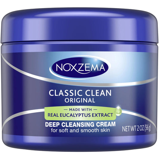 Noxzema Original Deep Cleansing Cream jar with cooling menthol for refreshing cleansing.