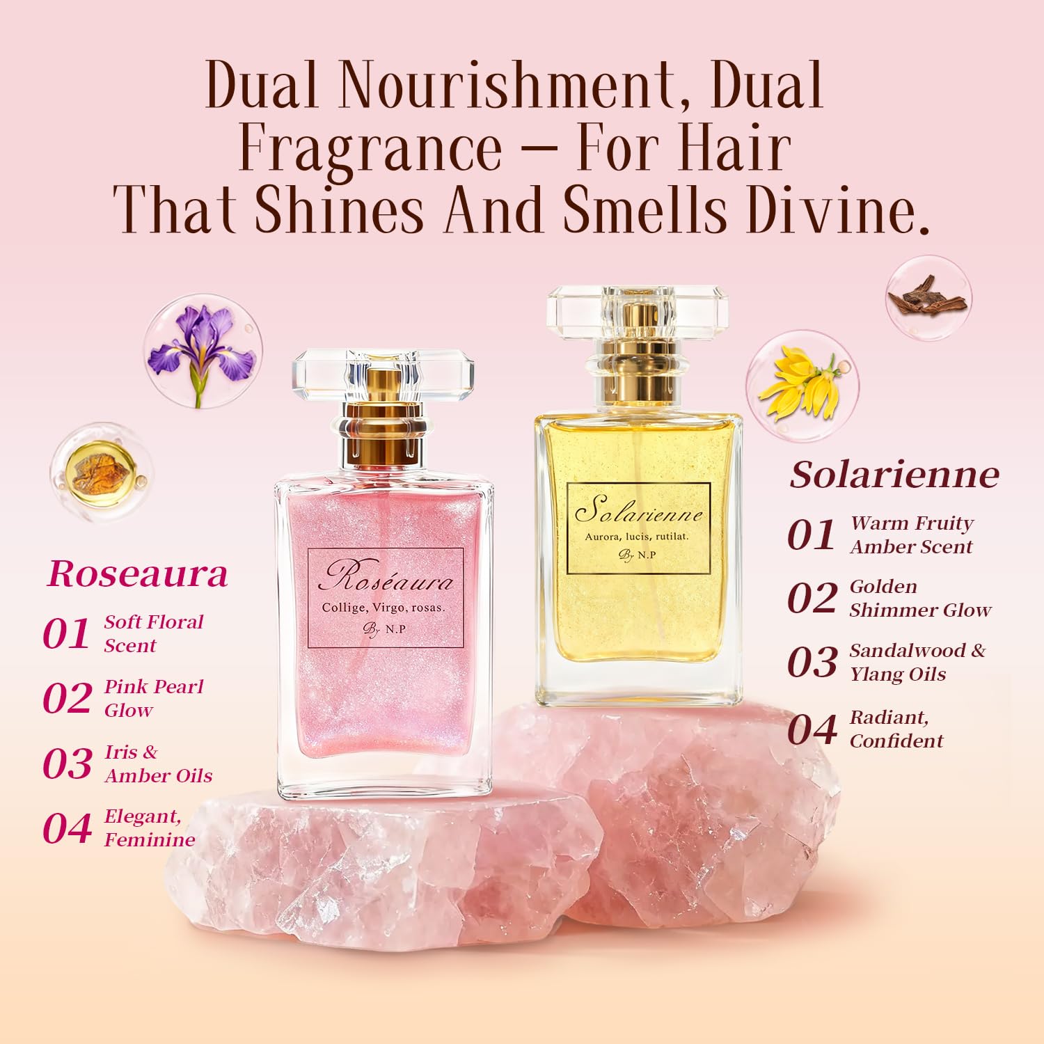 NP NATURES PHILOSOPHY Leave-in serum dispensing bottle demonstrates lightweight conditioning