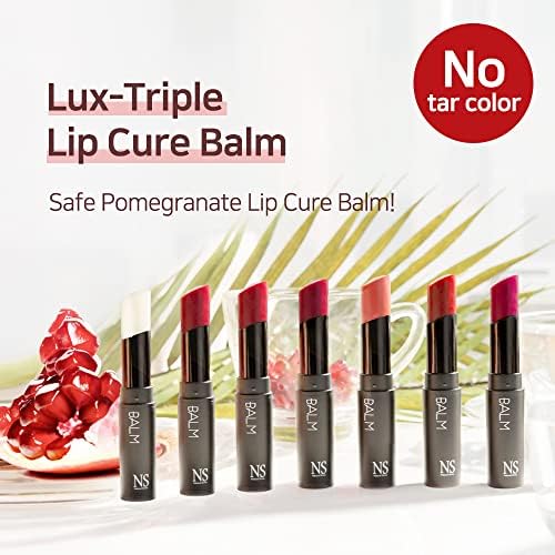 NS BEAUTY Lux Triple Lip Cure Balm swatch comparison.